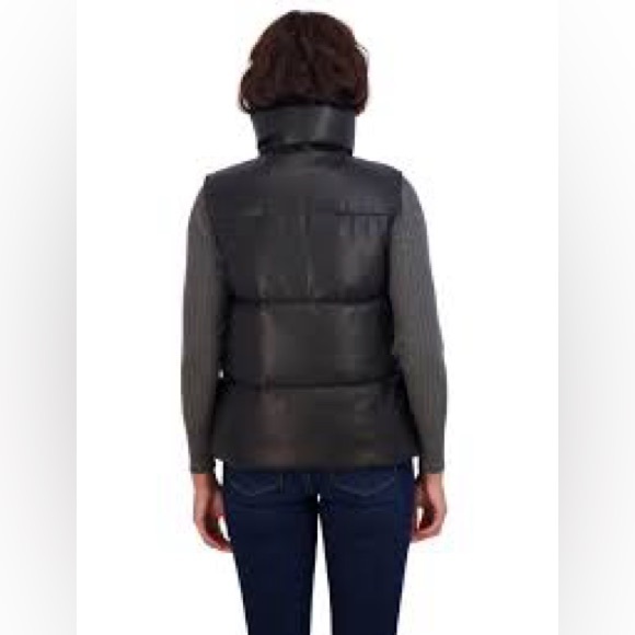 WINTER SALE - Shebby Faux Leather Puffer Vest - Picture 2 of 8
